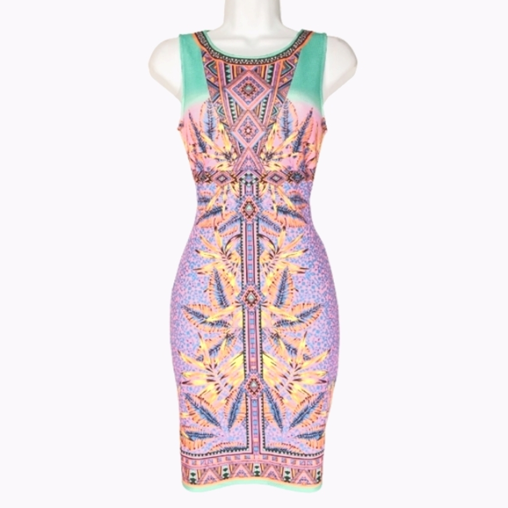PEACH PUFF USA Multi Colorful Aztec Print Sleeveless Small Dress NWT